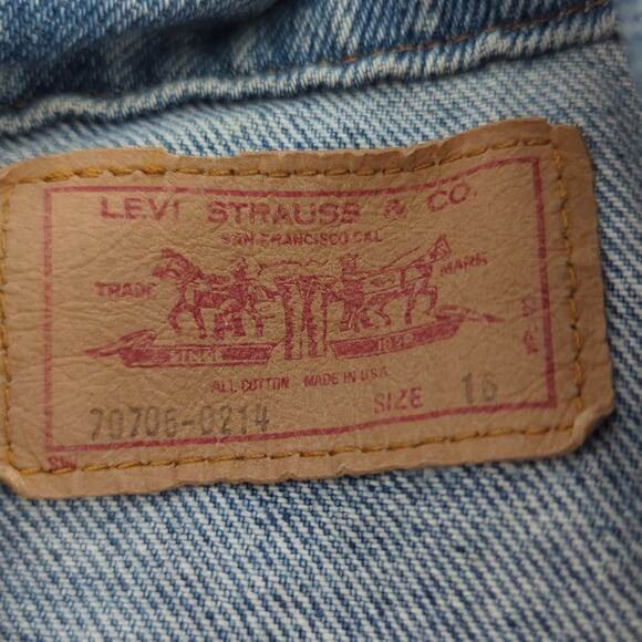 Vintage Levi's Denim Jacket Womens XS / Youth 16 Jean 80s Stiff Cotton Trucker - Picture 4 of 7